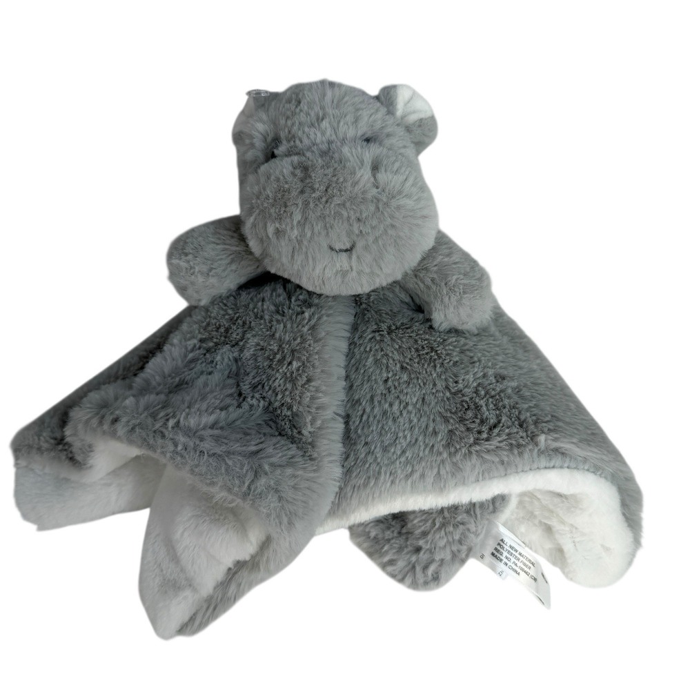 Dream Gro Lovey‎ Gray Velour HIppo Security Blanket Baby Soft Snuggle NEW NWOT